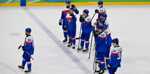 Slovenskí hokejisti ďakujú fanúšikom po prehre 1:6 v zápase o 3. miesto Slovensko - Fínsko.