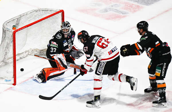 Matt Wedman strieľa gól.