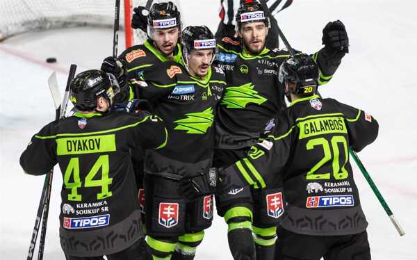 Hokejisti Žiliny po góle.