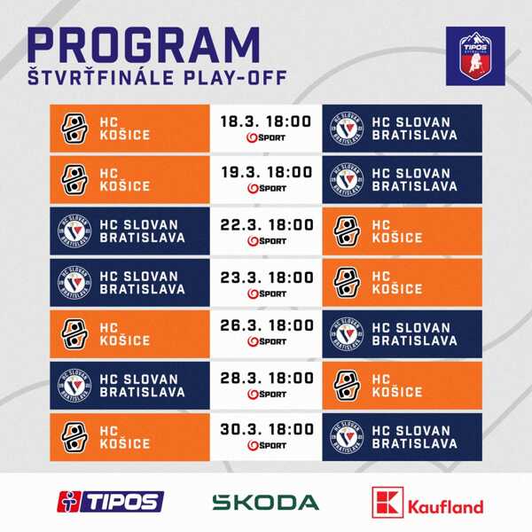 Program štvrťfinále Košice - Slovan.