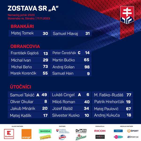 Zostava SR proti Dánsku.