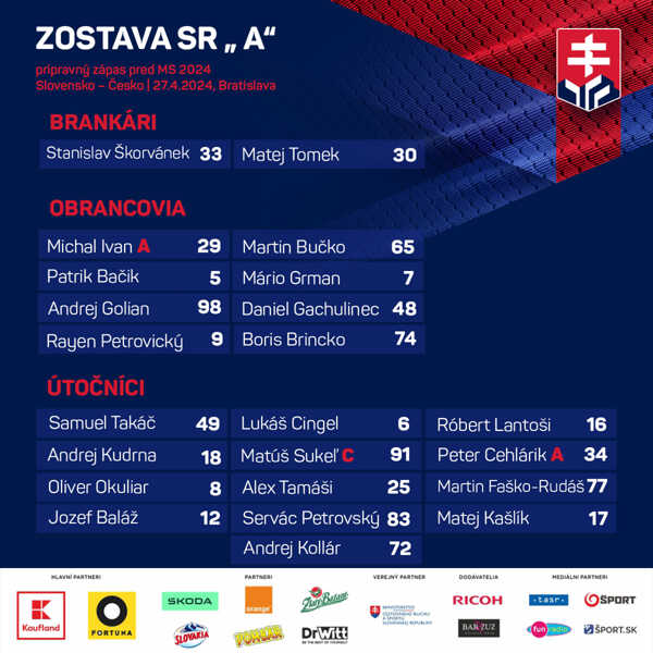 Zostava Slovenska proti Česku.